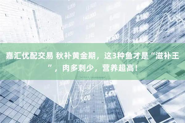 嘉汇优配交易 秋补黄金期，这3种鱼才是“滋补王”，肉多刺少，营养超高！