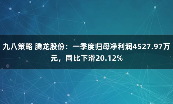 九八策略 腾龙股份：一季度归母净利润4527.97万元，同比下滑20.12%